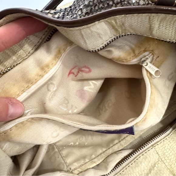 Marco Buggiani Made In Italy Cream Genuine Reptile /Snake Skin Gold Shoulder Bag - Picture 9 of 11
